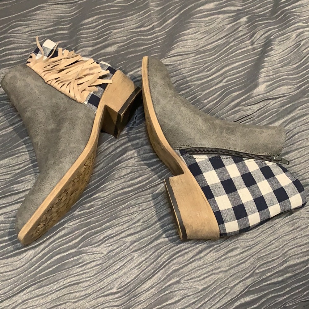 Grey and plaid booties